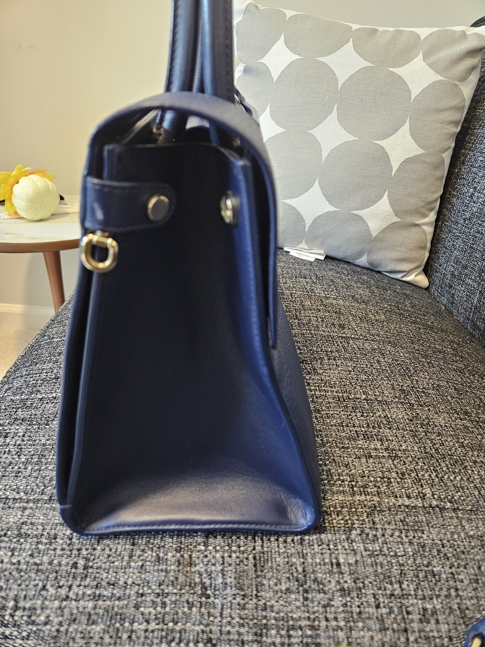Cristian Dior Structured Blue Top-Handle Satchel - Picture 3 of 7